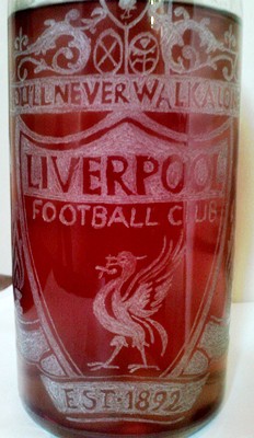 Liverpool-os literes csatos pálinkás üveg!